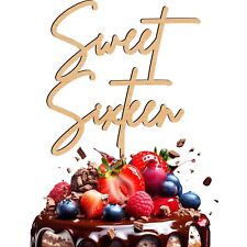 Personalised Wooden Sweet Sixteen Cake Topper for 16th Birthday Party UK Decor