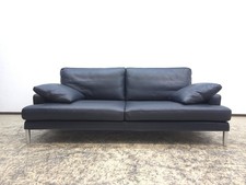 FSM Clarus designer sofa leather sofa couch de sede blue Paris 3 seater 