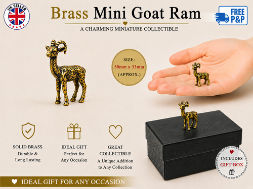 Solid brass goat ram - solid, mini