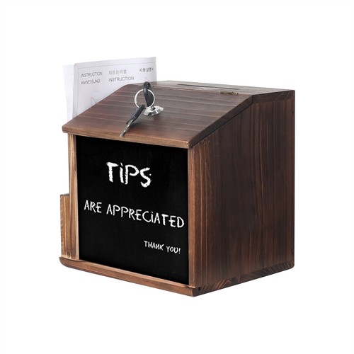 Lockable wood suggestion box - wood,