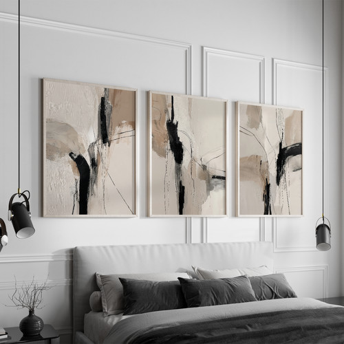 Set beige black abstract - of,