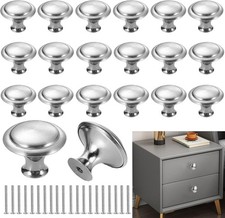 20pc Drawer Door Knobs Silver Cabinet Handles Cupboard Kitchen Stainless Steel