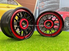 4 x 15 Inch 5x100/5x114.3 CH-R Style Black+Red Wheels: Fits For Audi Volkswagen