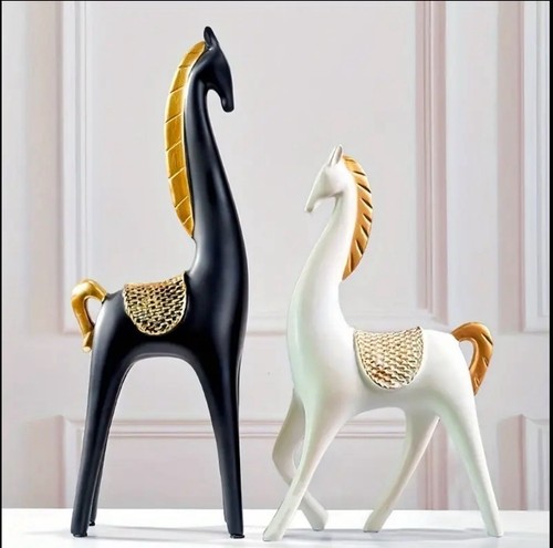 Black white couple horse - &,