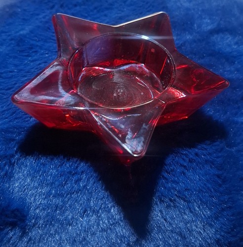 Red star glass tealight candle - glass,