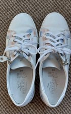 VGC Fly Flot Ladies Lace-Up White Leather Trainers UK Size 6.5 Euro 40