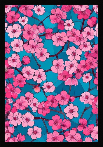 Vibrant cherry blossom framed - cherry,