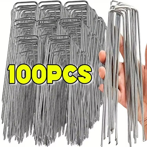 Galvanised steel garden pegs - steel,