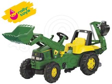 Rolly Junior John Deere Pedal Tractor with Front Loader and Backhoe Back Hoe