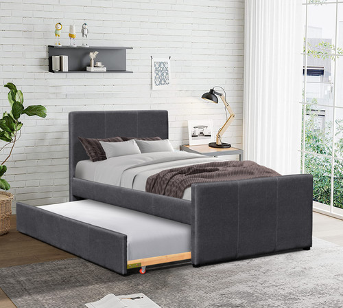 3ft single grey - single, fabric