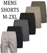 Mens Cargo Shorts Elasticated Summer Casual Cotton Combat Pants M L XL 2XL 3XL