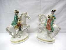 Vintage Irish Dresden Lord & Lady Harrington on Horseback Figurines Excellent!