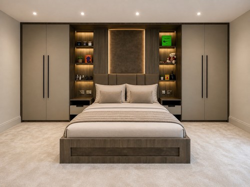 Luxury over bed fitted storage - luxury,