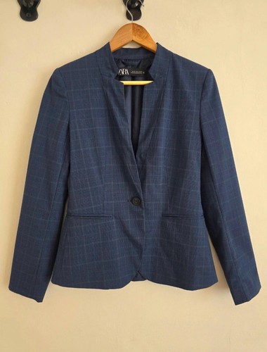 Zara navy checked - navy, blazer