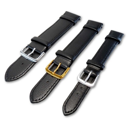 Watch strap black leather - watch,