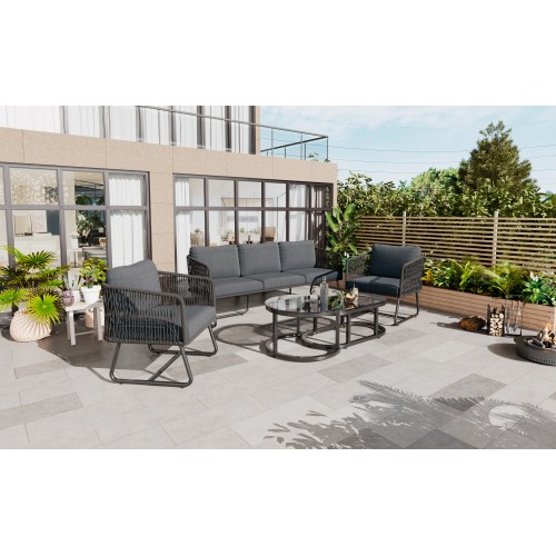 Piece grey rattan garden - 5,