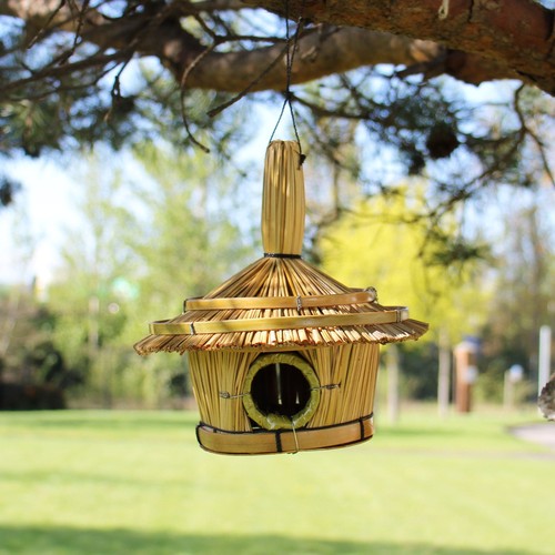 Small round seagrass bird box - bird,