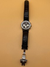 Mens Krug-Baumen Air Master Diamond Watch with Black Leather Strap