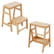 Library Ladder Chair Bamboo Step Stool Nursing Chair Counter Chair 2 Steps Wood