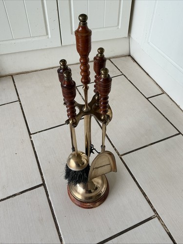 Companion set brass and wood - companion,
