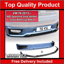 FITS VW T6 TRANSPORTER SPORTLINE FRONT BUMPER SPLITTER SPOILER + LOWER LIP