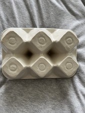 Cream Porcelain/Ceramic Egg Holder Tray Holds half a  Dozen (6) Eggs