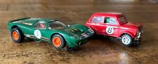 vintage Scalextric cars, Ford Mirage, Mini Cooper, rare versions and engines