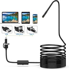 3in1 Endoscope Inspection Camera Borescope Semi-rigid for Tube Sink Drain Pipe