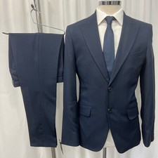 TAYLOR & WRIGHT Blue Textured Slim Fit Modern 2 Piece Suit C38R W32 L29