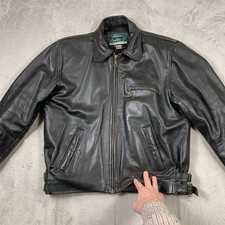 Vintage Akaso Leather Jacket Mens Large Black Highwayman Butter Soft Crop Fit