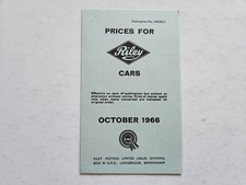 RILEY ELF KESTREL 4/72 VANDEN PLAS 1100 PRICE LIST SALES BROCHURE 1966