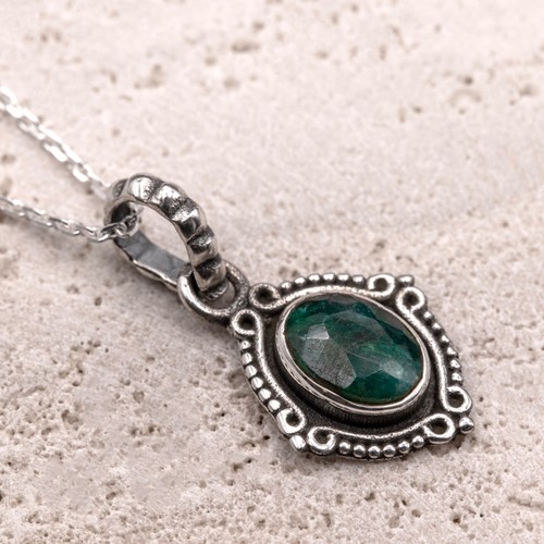 925 sterling silver emerald - silver,