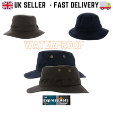 Fidra Waxed Waterproof Bush Fedora Rain Hat with eyelets. fast post UK seller