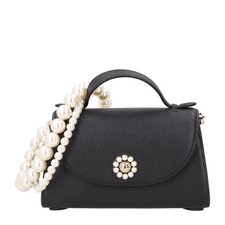 SIMONE ROCHA Womens Valnetine Leather Pearl Strap Crossbody Black OS RRP 1095