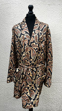 Vintage Black Paisley Smoking Jacket Gown Robe-44" Chest XL