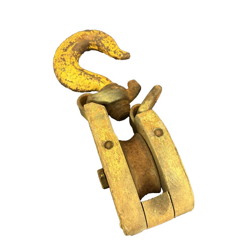 Vintage wood pulley block - wood, &