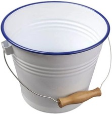 4 x SMALL WHITE ENAMEL BUCKETS
