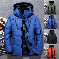 Mens Winter Quilted Warm Coat Duck Down Jacket Padded Bubble Puffer Hooded Parka