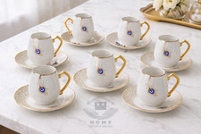 Turkish Tea Set of 6 White