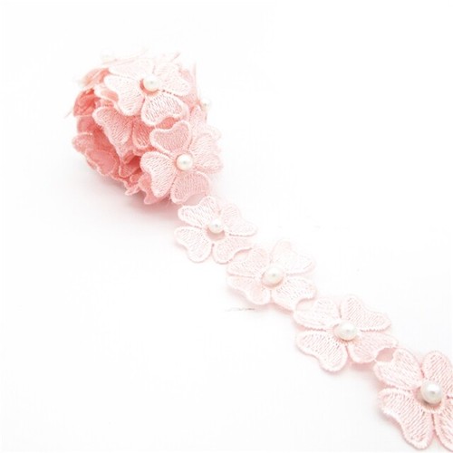 Pearl flower embroidery trim - pearl,