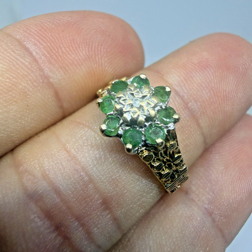 Antique 9ct gold emerald - emerald, &