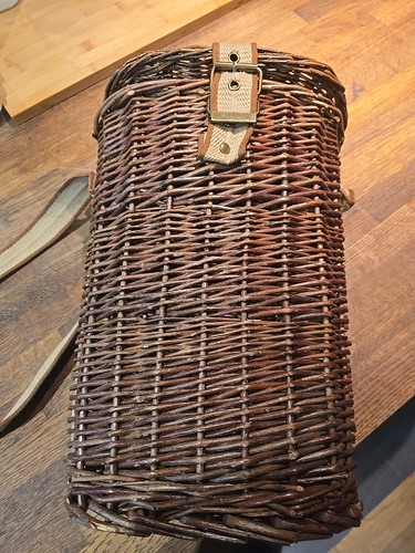 Vintage wicker fishing basket - fishing,