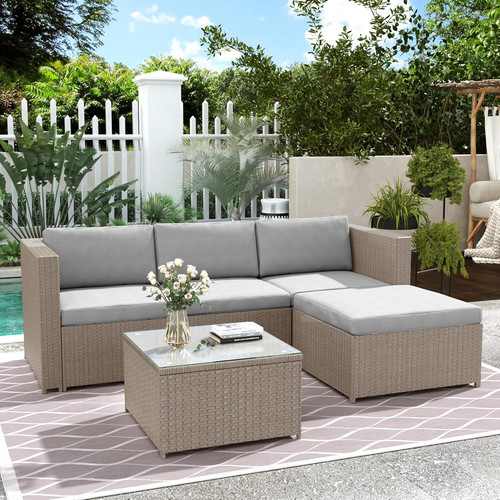 Rattan garden corner sofa - garden,