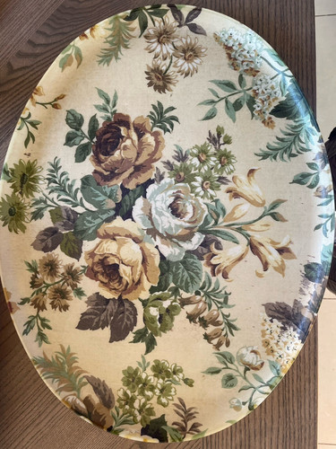 Vintage oval floral serving - oval,
