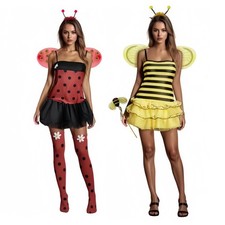Women's Ladybug Costume Cosplay Set Adjustable Headband Animal Costume Dress