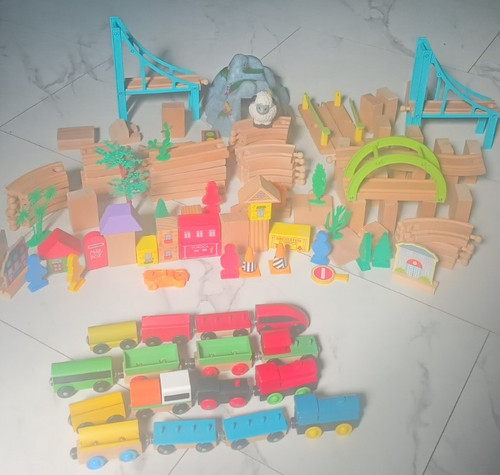 Huge wooden train - train, bundle
