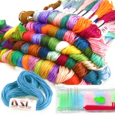 120 Skeins Coloured Embroidery Thread Cotton Cross Stitch Braiding Craft Sewing