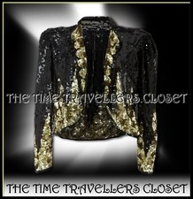 RARE LTD ED KATE MOSS TOPSHOP BLACK GOLD MESH EMBELLISHED SEQUIN JACKET UK 12 40