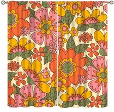 70s Floral Curtains Hippie