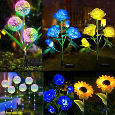 5 LED Solar Powered Rose Flower Stake Lights Outdoor Garden Path Luminous Lamps